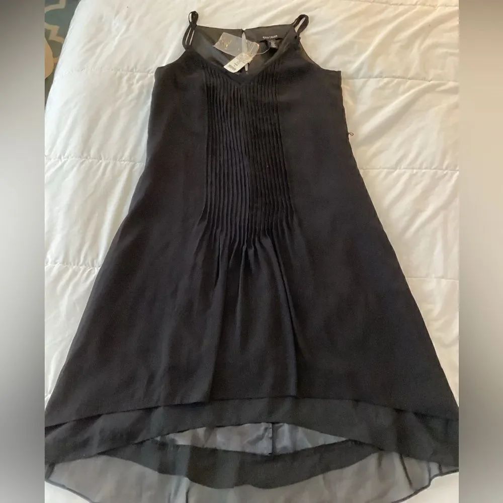 NWT Sz 0 WHBM black chiffon sleeveless dresss